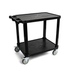 Pearington 2-Tier Compact Multi-Purpose Plastic Utility Cart with Lockable Wheels up to 150lbs, Black