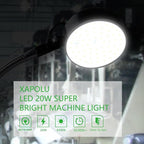LED Clamp Work Light with Flexible Gooseneck, 20W 2000 Lumens 6500K 110V US Plug, Machine Lathe Light with Metal Clip Base for Work Bench, Sewing Machine, Lathe Workbenches