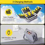 ERAY LED Work Light with 4 Solar Panel, 150W 12000mAH Rechargeable Worklight with 336 LED Beads/4 Modes/IP64/Stepless Dimming, Portable Job Site Light for Emergency Workshop（Grey