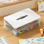 Portable Project Case Clear File Box with lids and Handle, Storage Containers for Stationery, Sewing, Art Craft, A4 Paper, 8.5" x 11" letters, Protecting Scrapbooks, Crafts, Office Supplies (2-Layer)