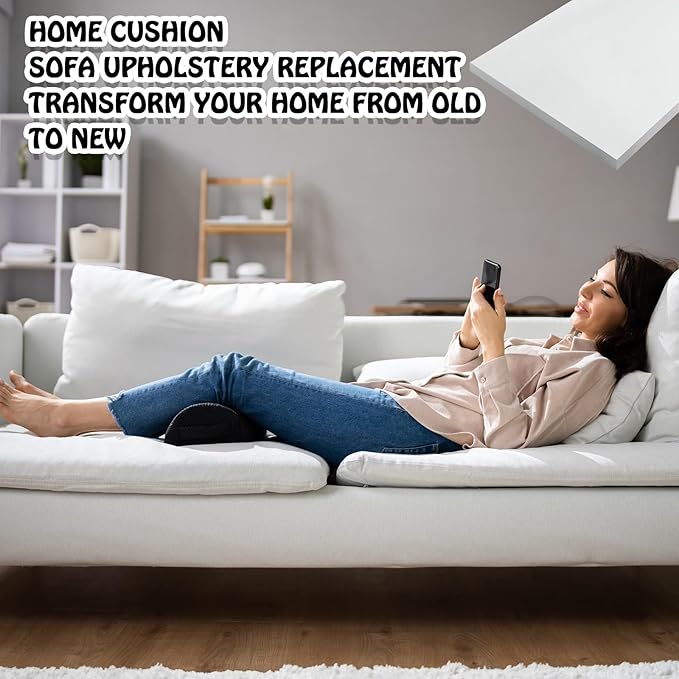 Amylove Polyurethane Foam 2/5" x 59" x 79" High Density Cushion Upholstery Foam Sheet for Seat Replacement DIY Projects Chairs Headboards Sofas Home(White)
