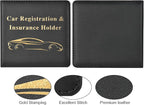 Cacturism Car Registration and Insurance Holder, Vehicle Glove Box Car Organizer Men Women Wallet Accessories Case for Cards, Essential Document, Driver License, Black