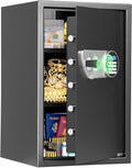 BlackSmith Biometric Safe Box 2.2 Cub Quick Access Home Security Safe with LCD Display Dual Alarm System Adjustable Shelves Wall Mount Lock Box for Home Office Hotel, Black