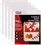 Office Werks 250 Sheet Protectors, 8.5 X 11 Inch Clear Page Protectors for 3 Ring Binder, Plastic Sheet Sleeves Protectors, Durable Top Loading Paper Protector with Reinforced Holes, Archival Safe