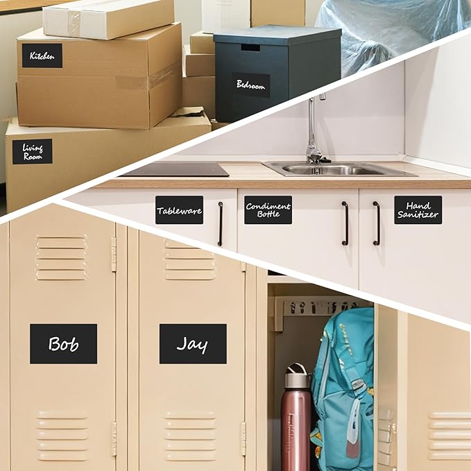500 Pcs Rectangle Inventory Stickers Vinyl 3 × 5 Inch Moving Labels for Storage Bins Self Adhesive Color Coding Labels Waterproof Removable for Boxes Warehouse Classroom Office, Black