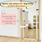 Lumizone Extra Tall Cat Gate 61.02" High Pressure Mounted Extra Wide 55.12"-59.24" (17Sizes) 1.37" Gap No Drilling Auto-Close Tall Pet Gate for Dogs (Cream, 55.12"-59.24" W)