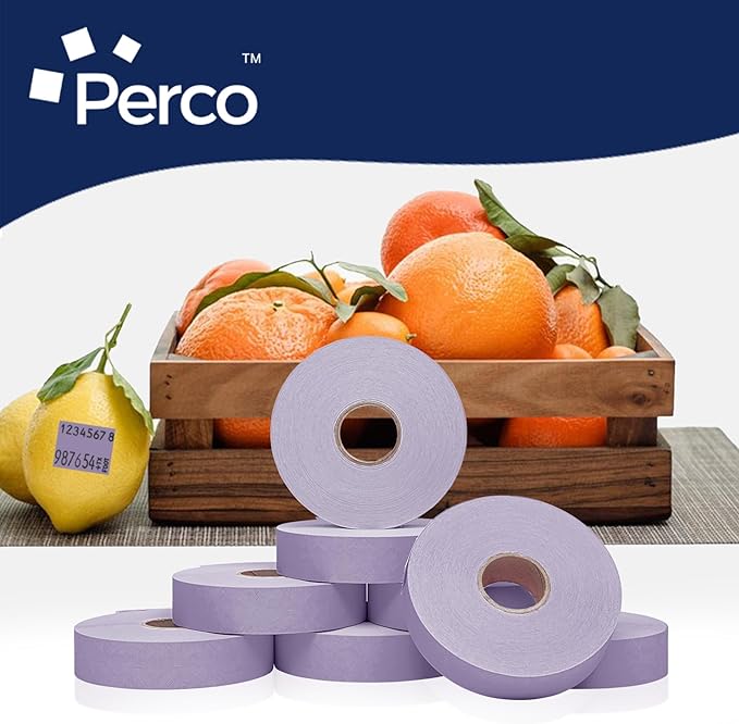 Perco Lavender Pricing Labels for Monarch 1136 Price Gun - Case of 8 Sleeves, 64 Rolls Value Pack - 112,000 Price Marking Labels - with Ink Rolls Included