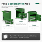 Greenvelly Tool Chest, 5-Drawer Rolling Tool Chest with Hooks and Lockable Wheels,Metal Storage Detachable Top Tool Box with Lockable Wheels for Garage,Workshop,Art Studio(Green)