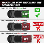 LASFIT 5.5ft Bed Mat for Ford F-150 | F150 Lightning 2026 2025 2024 67.1" Bed Box All Weather Protector TPE Truck Bed Liner Durable Easy Clean-Not Fit for Drop in Bedlienr