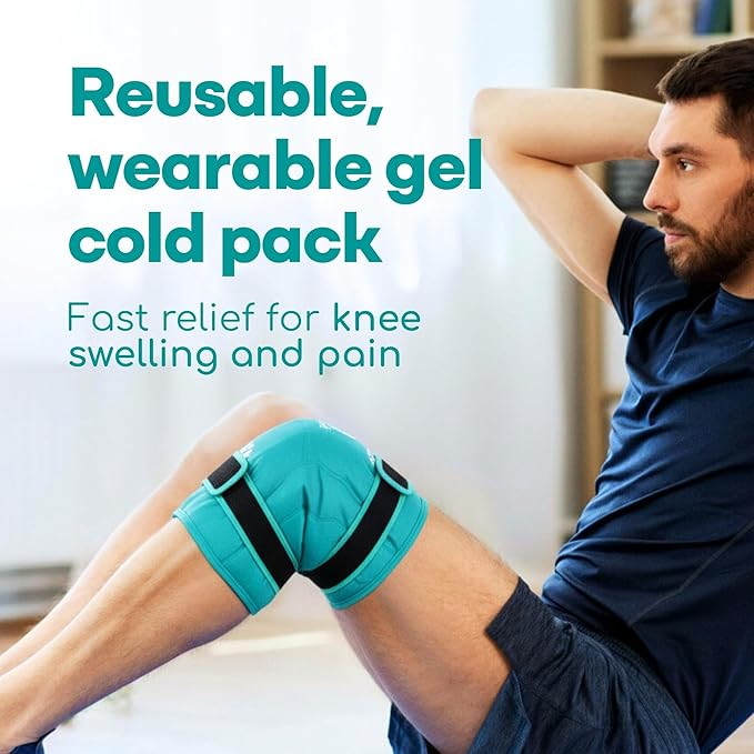 Medi Grade Knee Ice Pack Wrap - Reusable Ice Pack for Knee Injuries and Surgery Recovery - Dual-Fabric Knee Ice Pack with Cold-Retention Wrap - Flexible Ice Pack for Knee Injuries and Pain Relief