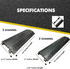 Kable Kontrol Drop Over Floor Cord Cover – 40” Inch Long 2 Channel Cable or Wire Protector – 60 Pcs Bulk Pack - Rubber Ramp for Indoor and Outdoor Use – Black