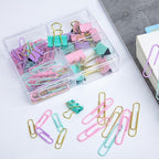 Cute Paper Clips Binder Clips Combo Set, 165 Psc, Assorted Size Paper Clips for Office, Cute Office Supplies Set, Purple (Colorful)