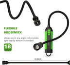 300 Lumens Rechargeable LED Work Light with 18-Inch Flexible Gooseneck, Built-in Hook, Strong Magnetic Base, Zoomable Lens, for Work Bench, Car Repairing, Grill Light and Inspection