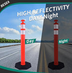 6PACK BESEA Traffic Delineators Cone 42”High Orange Traffic Safety Delineator Cones with Heavy Duty Rubber Base for Construction Site, Road Parking, People Control in Public(6PACK)