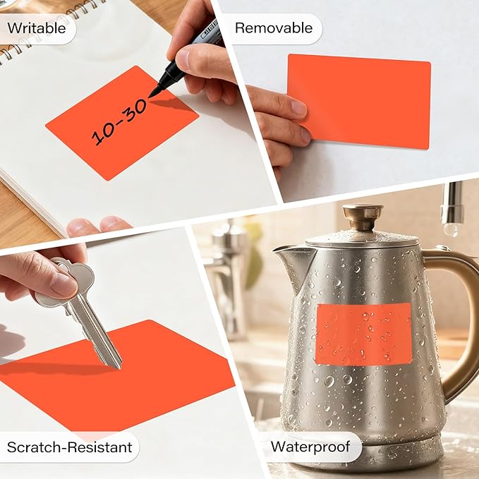 500 Pcs Large Moving Labels for Boxes 3 ×5 Inch Vinyl Self Adhesive Rectangle Stickers Color Coding Labels Waterproof Removable for Storage Bins Classroom Office Warehouse, Fluorescent Red