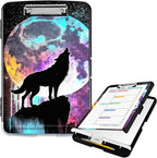 Clipboard with Storage High Capacity Plastic Nursing Clipboards with Pen Holder File Folder Storage Box Clipboard with Heavy Duty Clips for Teacher,Doctor,Offices-Galaxy Wolf