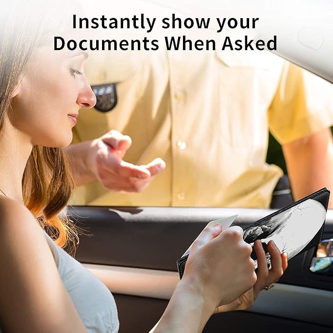 Car Registration and Insurance Holder, Leather Car Glove Box Organizer, Cool Car Accessories for ID, Driver's License Cards & Essential Document,business cards,Men&WomenBlack White Skull