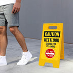 Caution Wet Floor Closed for Cleaning Do Not Enter Sidewalk Sign Kit, 10x16 Inches, with A Frame Stand, Made in USA