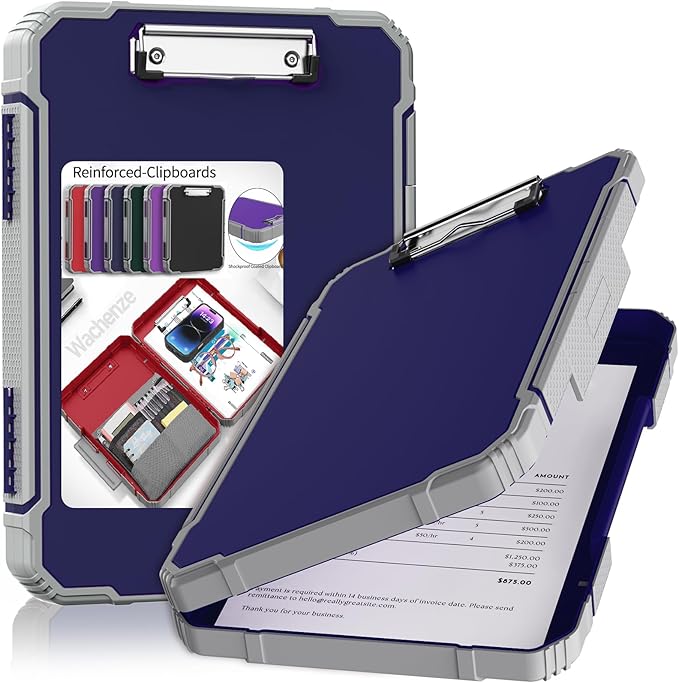 Thicker Clipboard with Storage, Internal Pen Pouch Included, A4 / Letter Size, High Capacity Organization Box for Teachers Nurses, Plastic Coated Clipboard Binder for School Office Supplies
