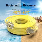 25FT 12/3 Gauge Heavy Duty Outdoor Extension Cord Waterproof, Weatherproof -58°F to 140°F with Lighted Outlet & Press-Release Lock, 15A 1875W 3 Prong, SJTW Electrical Power Cord, ETL Listed (Yellow)