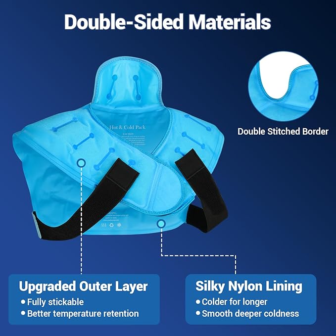 Comfytemp Large Ice Pack for Neck Shoulders Upper Back Pain Relief with Straps, HSA Eligible FSA Wearable Reusable Gel Ice Wrap with Cold Compression Therapy Recovery for Upper Back, Cervical (L)