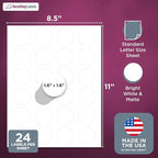 NextDayLabels - 1.66 Inch Round Stickers for Printer - Matte White Blank Laser/Inkjet Circle Labels - Printable (250 Sheets, 24 Per Sheet, 6000 Labels)
