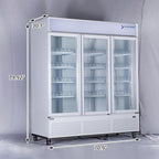 Commercial Refrigerator Floral Beverage Display Cooler,3 Glass Doors Commercial Flowers Fridge With LED Light Adjustable Shelves,ETL Approval,71" Wide,63.5 Cuft,White,(Wheel Included)
