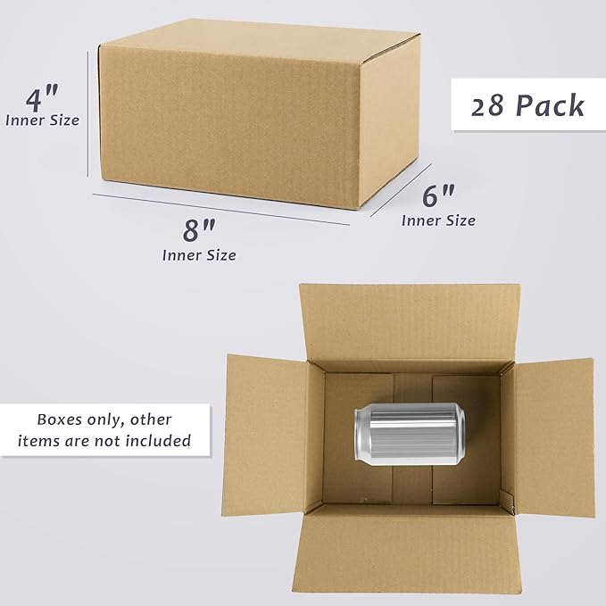 Frametory 8x6x4 Pack of 28 Corrugated Cardboard Packing Shipping Mailing Moving Carton Boxes, Brown