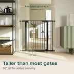 Cumbor 36" Extra Tall Baby Gate for Stairs, 29.7-40.6" Wide Dog Gate for Doorways, Pressure Mounted Auto-Close Pets Gates for Dogs Indoor, Durable Safety Child Gate, Mom's Choice Awards Winner, Black