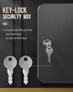 Uniclife 48-Key Steel Key Cabinet with 2 Unlocking Keys Wall Mounted Key Organizer Black Frosted Security Box with Hooks and Key Tag Labels Identifiers in 9 Assorted Colors