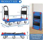 Heavy-Duty Platform Truck Cart with 2 Handrails and 6 of 6" Wheels 2200lbs Capacity Foldable Push Cart Dolly Large Flatbed Hand Cart Moving Dolly Cart for Groceries, Garage, Warehouse (50" L x 27" W)