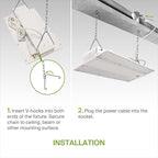 ASD LED Linear High Bay Light Fixture, Commercial Shop Lighting | 3CCT, Dimmable, Plug & Play Cable, DLC Premium, UL Listed | 220W 36000LM 3500-5000K 100-277V | Warehouse, Garage Lamp | White