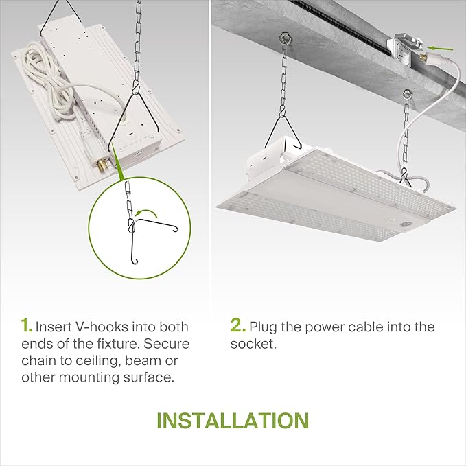 ASD LED Linear High Bay Light Fixture, Commercial Shop Lighting | 3CCT, Dimmable, Plug & Play Cable, DLC Premium, UL Listed | 220W 36000LM 3500-5000K 100-277V | Warehouse, Garage Lamp | White
