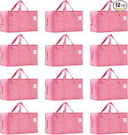 Moving Bags Heavy Duty Extra Large, Moving Boxes, Moving Supplies Essentials, Storage Bins with Lids, Plastic Packing Totes, Storage Bags for Clothes with Handles & Zippers(Pink, 12 Pack)