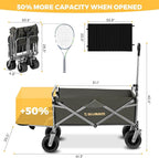 Collapsible Wagon Cart with Removable Tabletop, 500LBS Folding Wagons with Extended Tailgate, Big All-Terrain Wheels, Heavy Duty Utility Wagon Carts for Beach, Picnic, Grocery, Outdoor