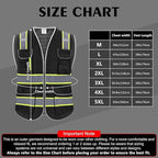 High Visibility Safety Vest - Reflective Breathable Mesh with 9 Pockets, Front Zipper for Men & Women - Meets ANSI/ISEA Standards