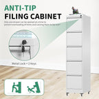 5 Drawer Mobile File Cabinet, Under Desk File Cabinet,Metal Filing Cabinets with Lock for Home Office Organizer Letter/Legal/A4,Require Assembly (Black)