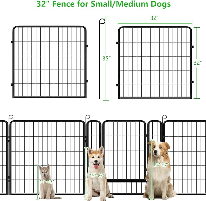 Decorative Metal Garden Fence Add-on Fence Panels, 32in(H) x 10.4Ft(L) No Dig Fence 4 Panels Fencing for Dogs Animal Barrier Fence Garden Fencing for Yard, Patio, Without Gate