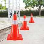 Traffic Safety Cones 18 Inch 6 Pack - Orange Road Parking Cones with Reflective Collars, Heavy Duty PVC Construction Cone Structurally Stable for Road Parking, Traffic Control, Driveway