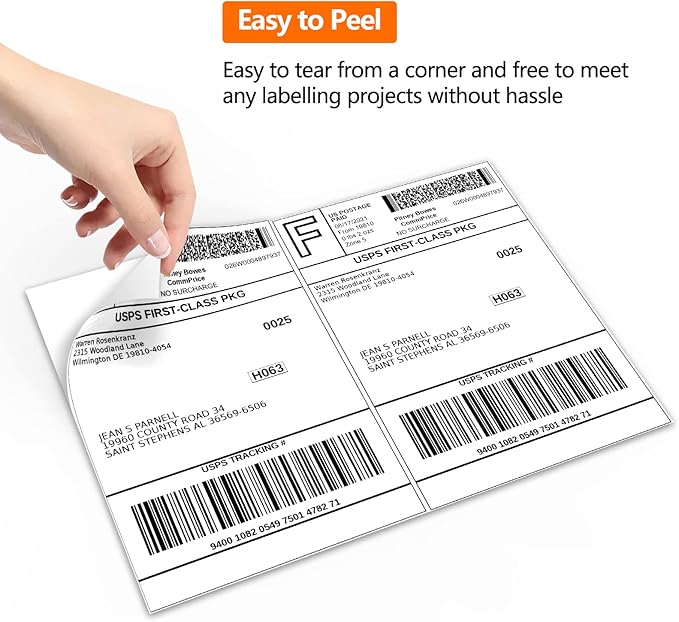 SJPACK 100 Half Sheet Shipping Labels 5-1/2" X 8-1/2" Address Blank Labels Laser/Ink Jet