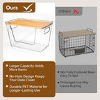 Criusia 2 Set Pantry Organizers and Storage with Bamboo Lids, Stackable Clear Bins for Onion, Potato, Fruit, Vegetables, Trash Bag Dispenser, Kitchen and Under Sink Organizer