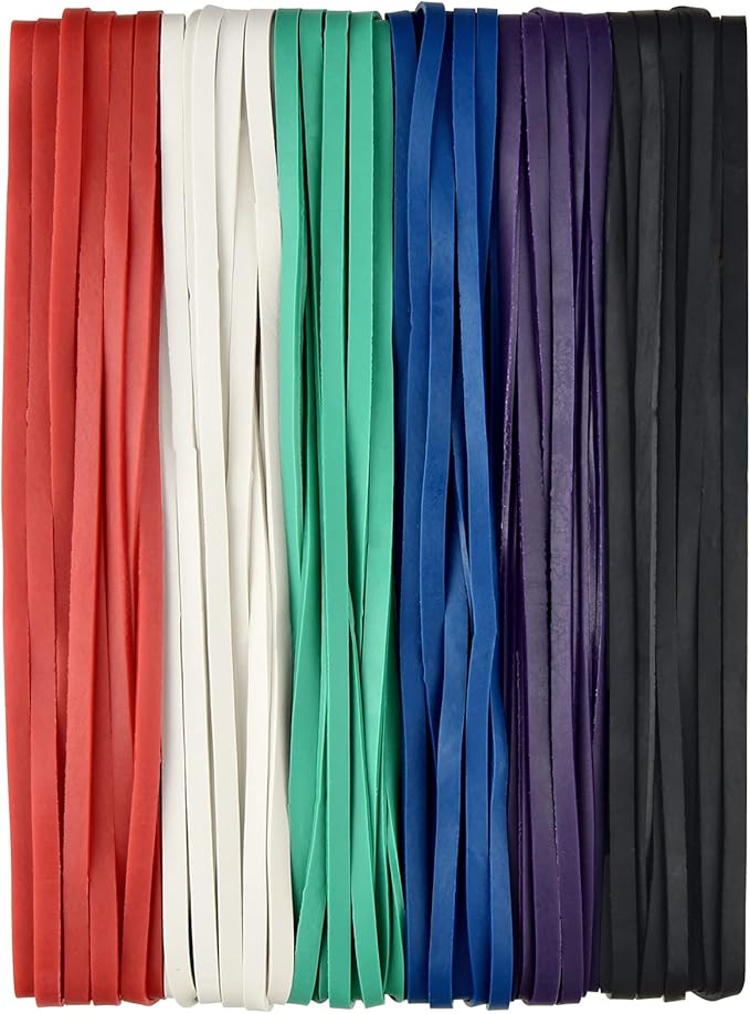 Large Heavy Duty Latex Rubber Bands 12 Inches Trash Can Bands Strong Elastic Bands for Office Supply, File Folders, Cat Litter Box, 60 Pack (Multicolour)