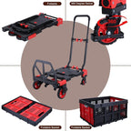 2-in-1Hand Truck Dolly Foldable with Folding Basket,330LBS Capacity Handtruck,Hand Truck Foldable Dolly with 4 Wheels,Dolly Cart with Retractable Handle,Folding Hand Cart for Moving