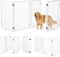 Metal Freestanding Dog Gates with Door for Outdoor Indoor,80'' Extra Wide 32'' Tall Free Standing Dog Gate for Doorways,Large Openings,Deck,Yard,Porch,Foldable Pet Fence(White,4 Panels)