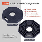 Traffic Delineator Post Cones with Heavy-Duty Octagonal Rubber Base, Channelizer Post Kit for Road Construction Work, Traffic Guidance, Garage Parking, Crowd Control (3, 45")