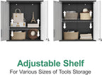 Metal Tool Cabinet,Garage Storage Cabinet System,Wall Cabinet & Locking Rolling Tool Cabinet with Doors and Adjustable Shelves,Steel Tool Cabinets for Home (3 Pcs-StyleA, Black & Grey)