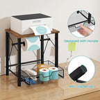 ELITEROO Label Holder for Rolls and Fan-Fold Labels, Wooden Thermal Label Holder for Desktop Label Printer, Shipping Label Stand for Thermal Printer Accessory, for Home Office Small Businesses, Brown