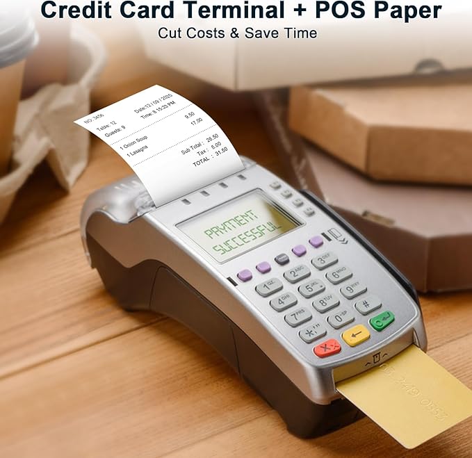 (150 Rolls) Thermal Receipt Paper 2 1/4 x 50 - BPA-Free Credit Card Machine Paper Rolls for POS Systems, Compatible with Square Terminal, Clover Flex and More