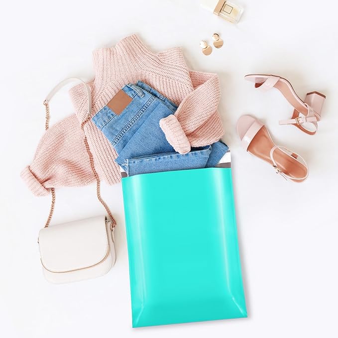 Fuxury Large Poly Mailers 14.5x19'' 200Pc, Waterproof Shipping Bags for Clothing, Strong Adhesive Mailers Poly Bags for Small Business Suppliers, Durable Shipping Envelopes Mailing Bags Teal