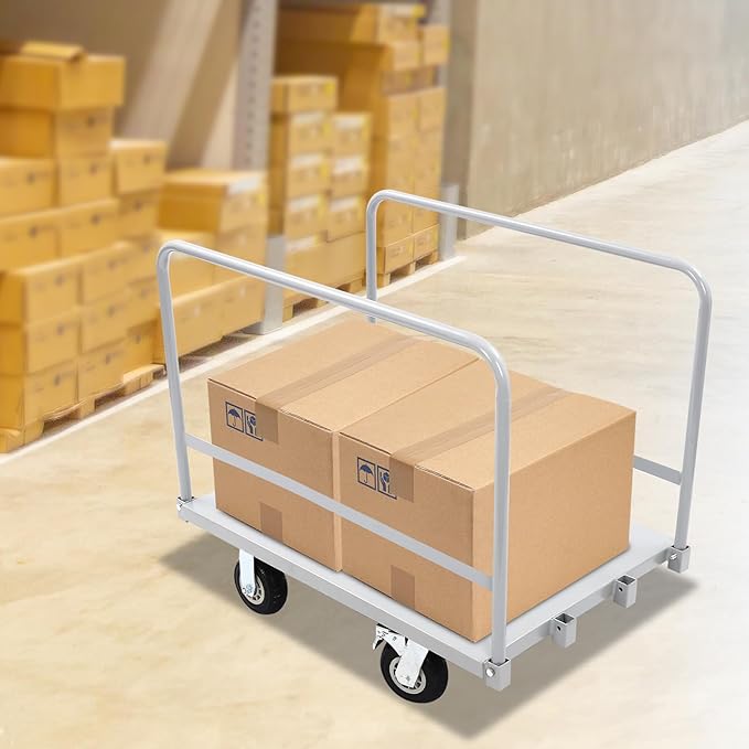 36"x24" Heavy Duty Platform Truck Cart, 2000lbs Capacity Steel Flatbed Cart with Front Handle & Side Hanldes, Industrial Grade Steel Hand Push Dolly Cart for Garden, Warehouse＆Yard